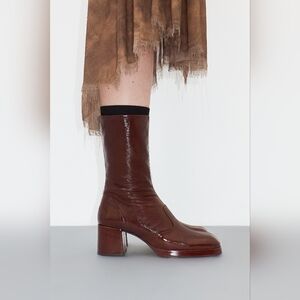 MIISTA Cass Boots Brown Patent Leather 41